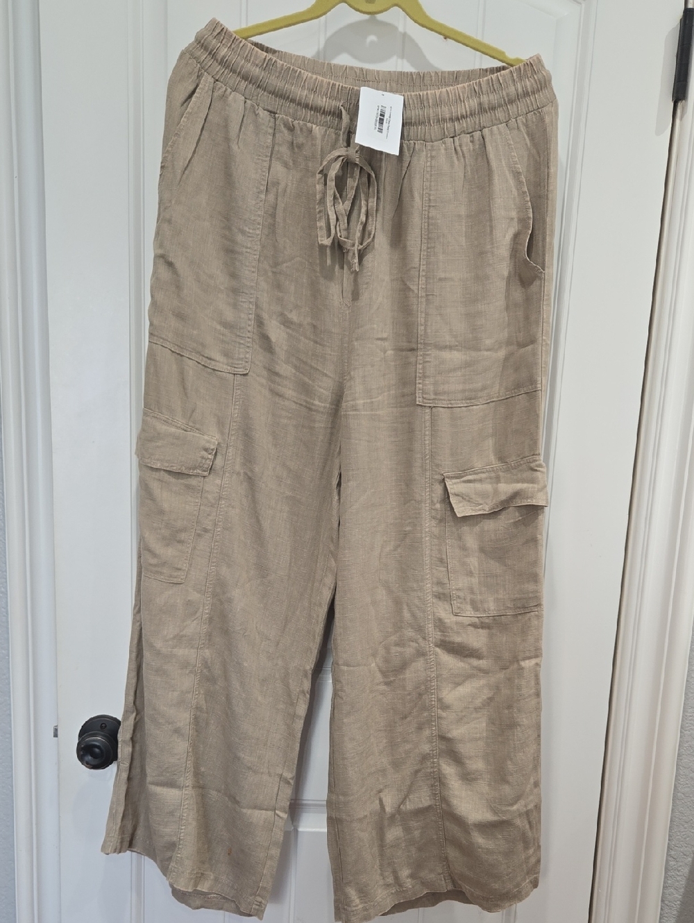 Zenana Laguna Linen Lounge Pant In Beige